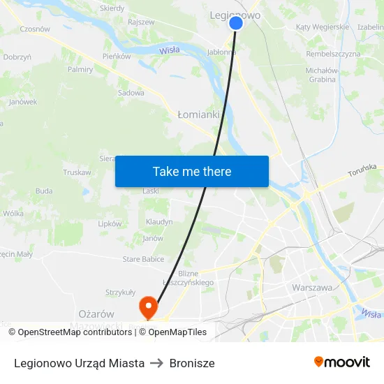 Legionowo Urząd Miasta to Bronisze map