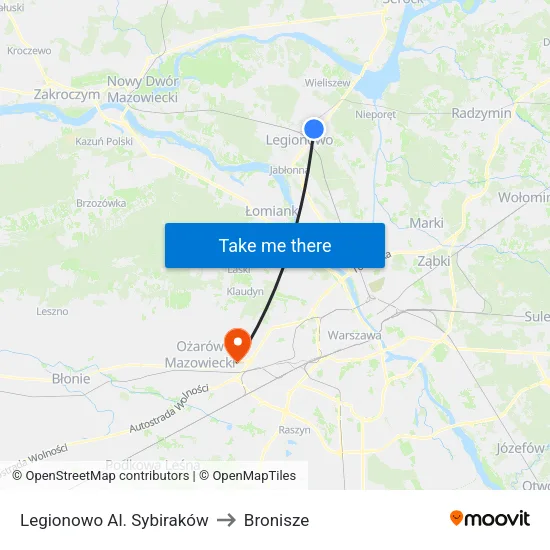 Legionowo Al. Sybiraków to Bronisze map