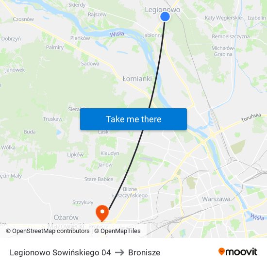 Legionowo Sowińskiego to Bronisze map