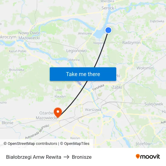 Białobrzegi Amw Rewita to Bronisze map