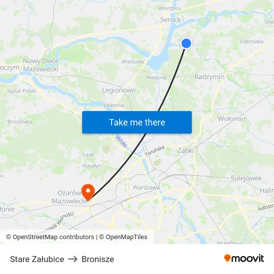 Stare Załubice to Bronisze map