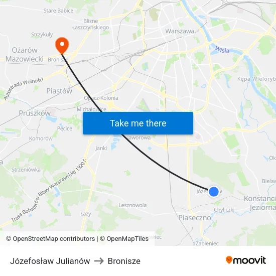Józefosław Julianów to Bronisze map