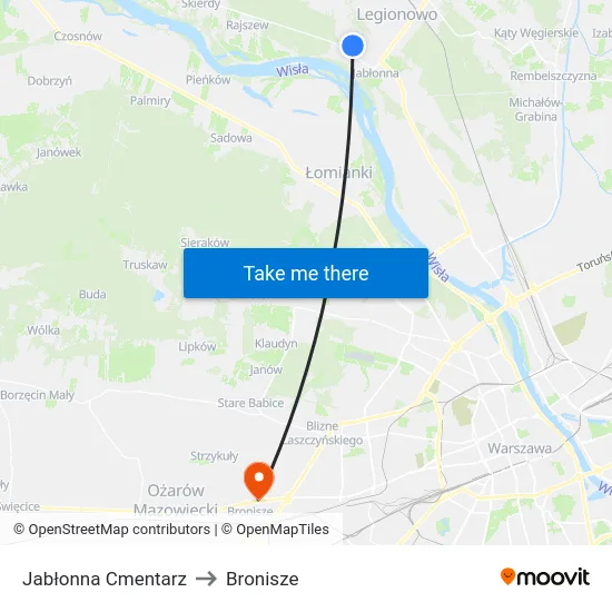 Jabłonna Cmentarz to Bronisze map