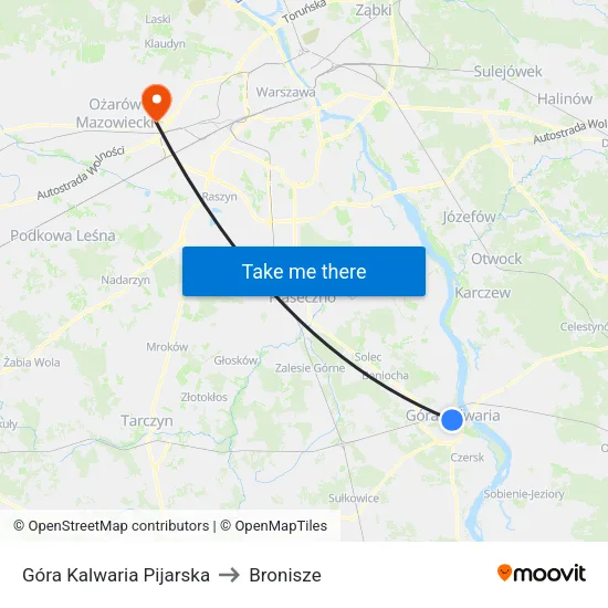 Góra Kalwaria Pijarska to Bronisze map