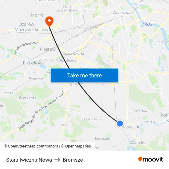 Stara Iwiczna Nowa to Bronisze map