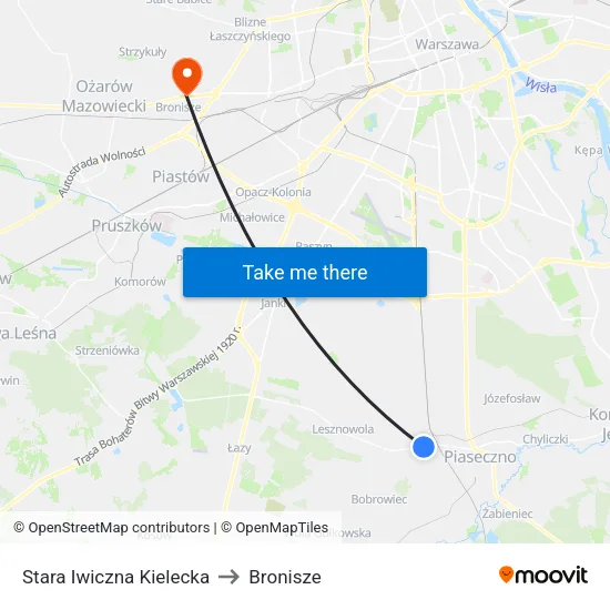 Stara Iwiczna Kielecka to Bronisze map