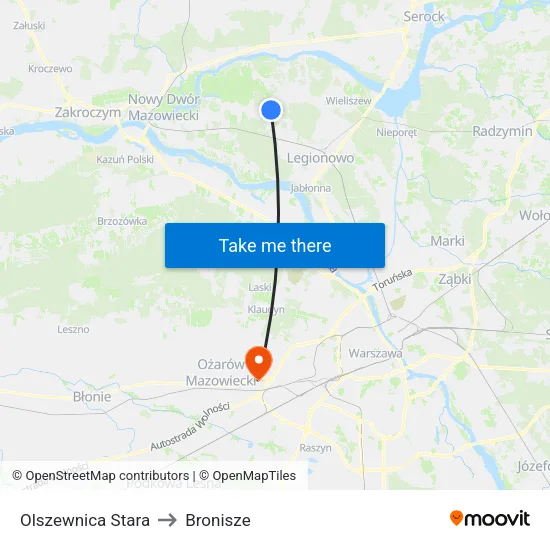Olszewnica Stara to Bronisze map