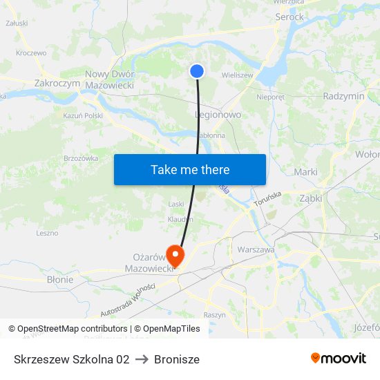 Skrzeszew Szkolna 02 to Bronisze map