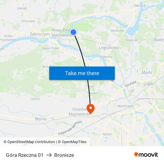 Góra Rzeczna to Bronisze map