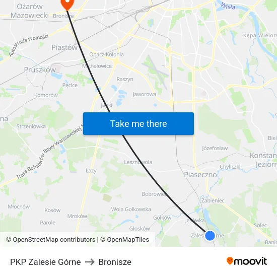 PKP Zalesie Górne to Bronisze map