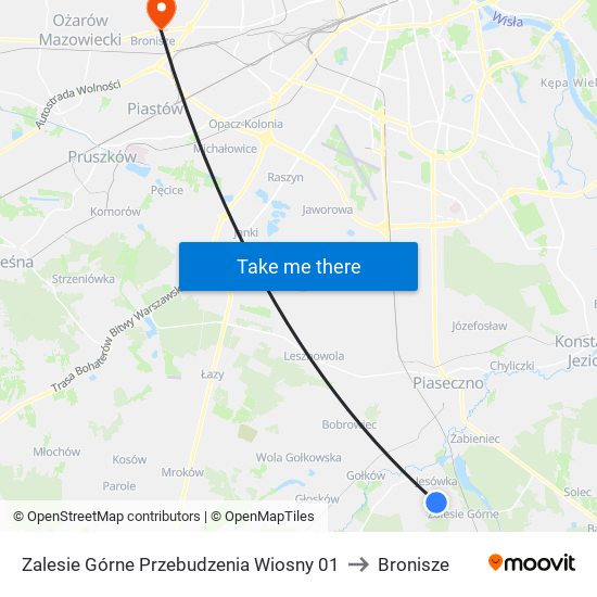 Zalesie Górne Przebudzenia Wiosny to Bronisze map