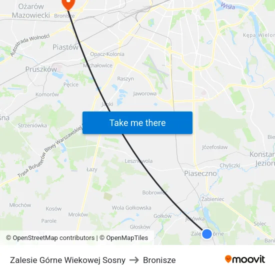 Zalesie Górne Wiekowej Sosny to Bronisze map