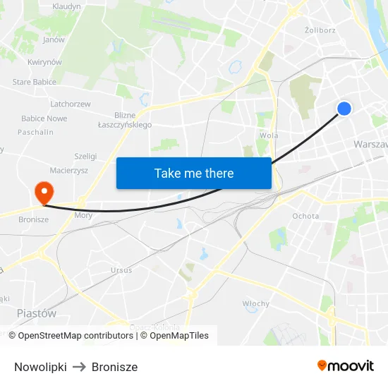 Nowolipki to Bronisze map