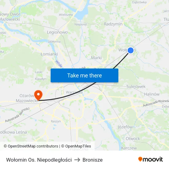 Wołomin Os. Niepodległości to Bronisze map