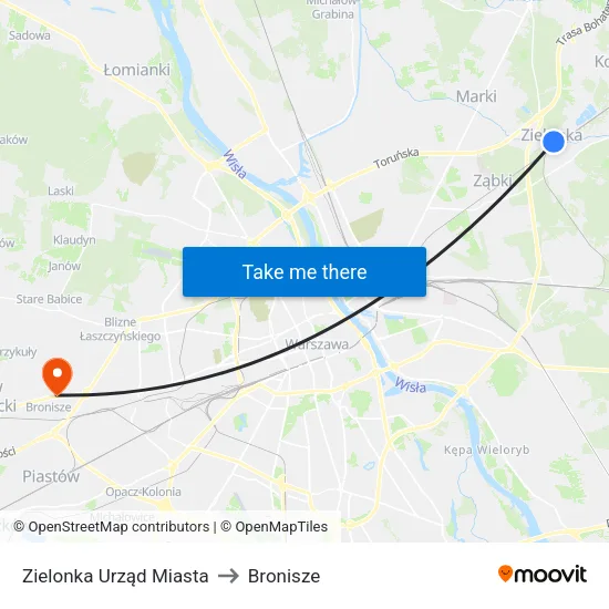 Zielonka Urząd Miasta to Bronisze map
