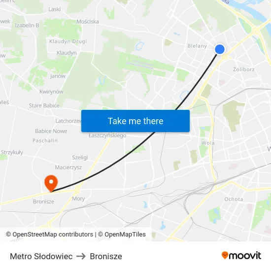 Metro Słodowiec to Bronisze map