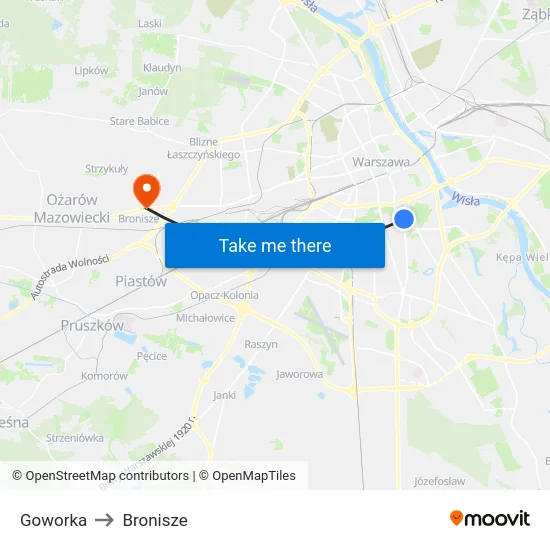 Goworka to Bronisze map