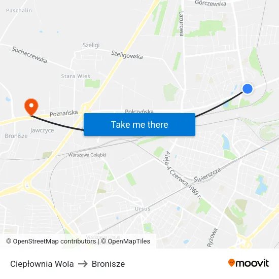 Ciepłownia Wola to Bronisze map