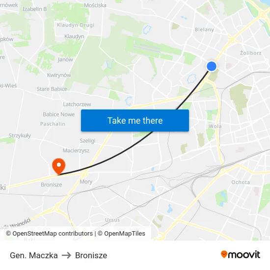 Gen. Maczka to Bronisze map