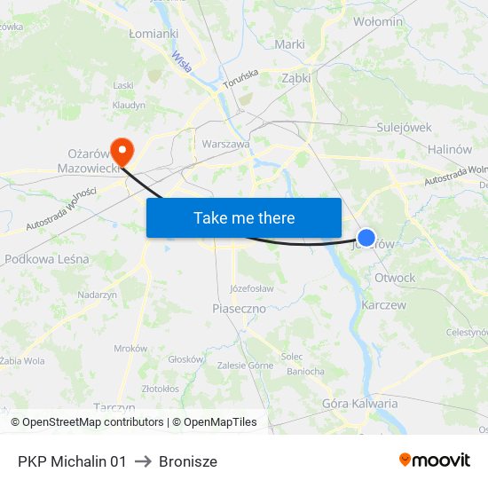 PKP Michalin 01 to Bronisze map