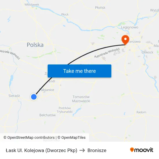 Łask Ul. Kolejowa (Dworzec Pkp) to Bronisze map