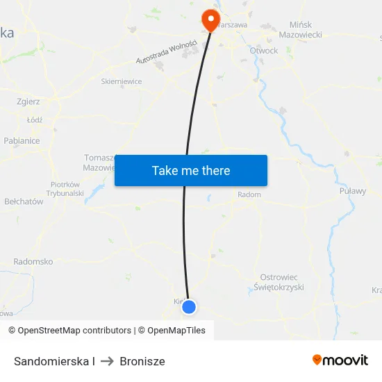 Sandomierska I to Bronisze map