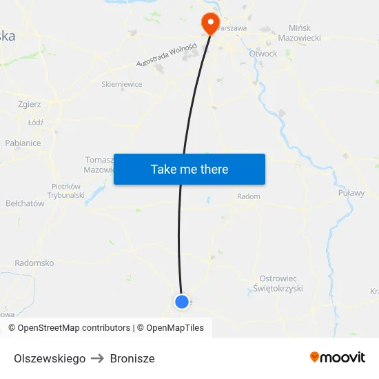 Olszewskiego to Bronisze map