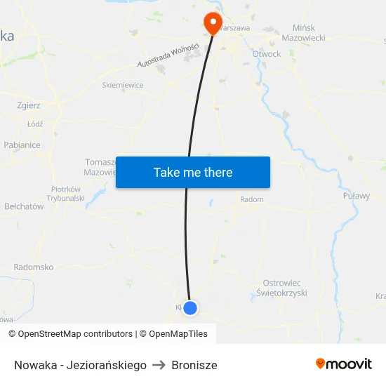 Nowaka - Jeziorańskiego to Bronisze map
