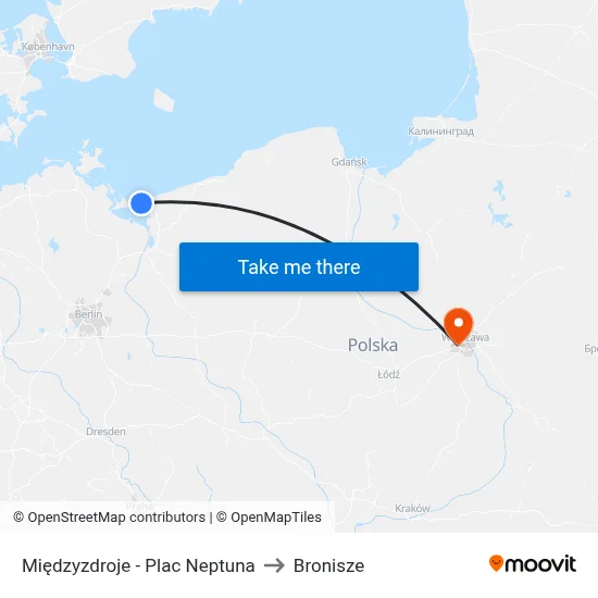 Międzyzdroje - Plac Neptuna to Bronisze map