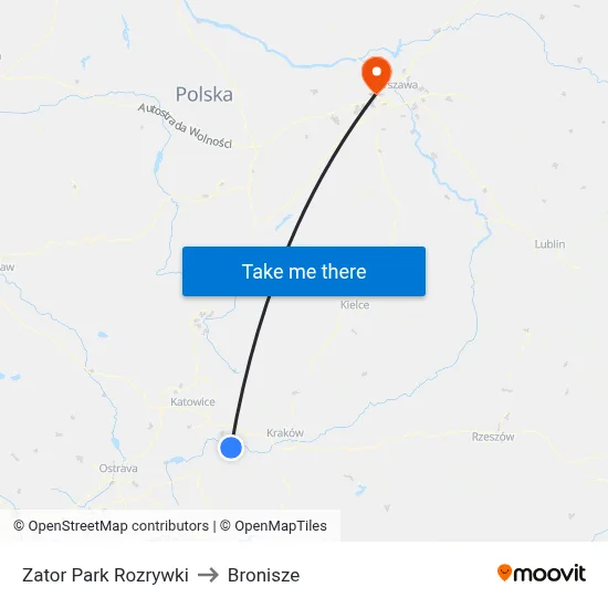 Zator Park Rozrywki to Bronisze map
