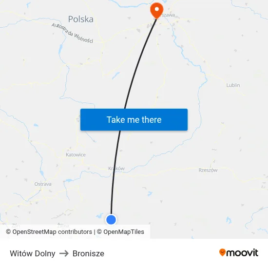 Witów Dolny to Bronisze map