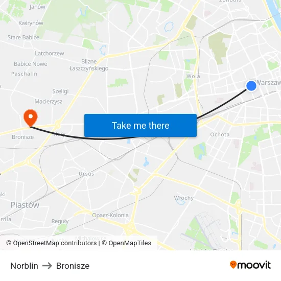 Norblin to Bronisze map