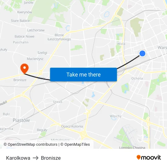 Karolkowa to Bronisze map