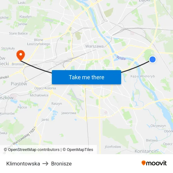 Klimontowska to Bronisze map