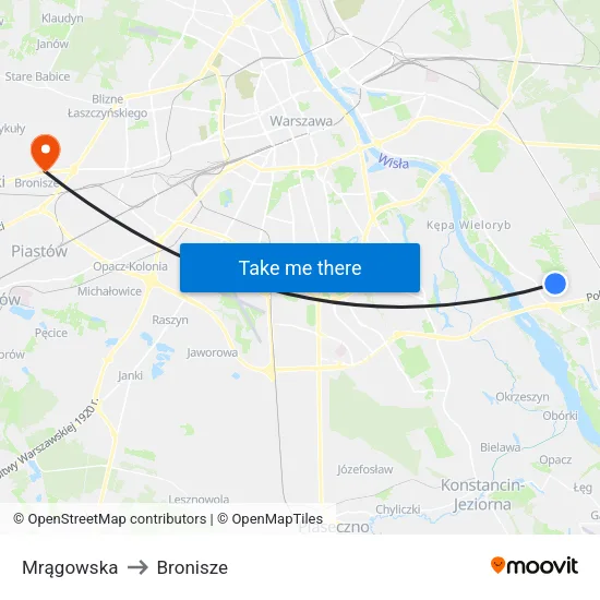 Mrągowska to Bronisze map