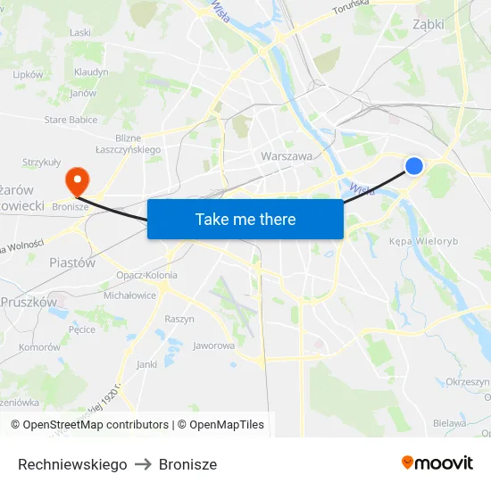 Rechniewskiego to Bronisze map