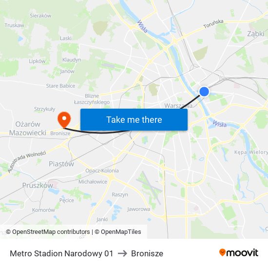 Metro Stadion Narodowy 01 to Bronisze map