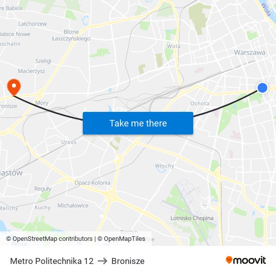 Metro Politechnika 12 to Bronisze map