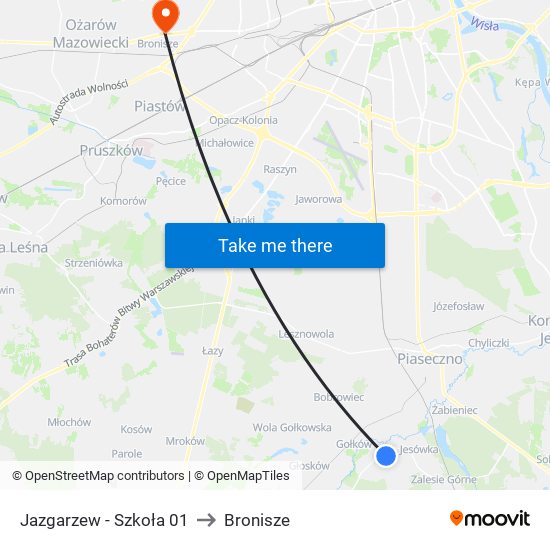 Jazgarzew - Szkoła 01 to Bronisze map