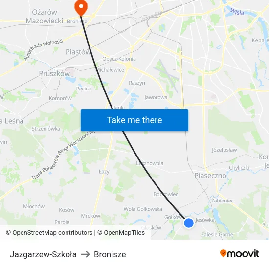 Jazgarzew - Szkoła to Bronisze map
