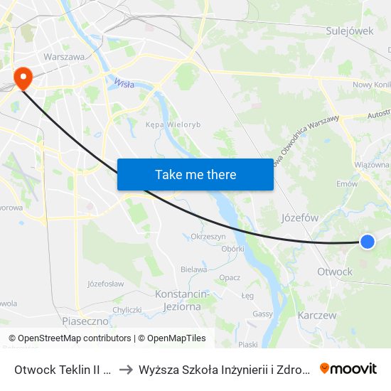 Otwock Teklin II 02 to Wyższa Szkoła Inżynierii i Zdrowia map