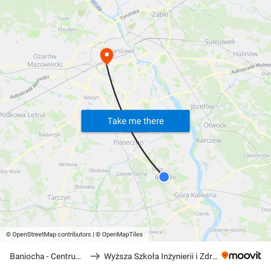 Baniocha-Centrum to Wyższa Szkoła Inżynierii i Zdrowia map