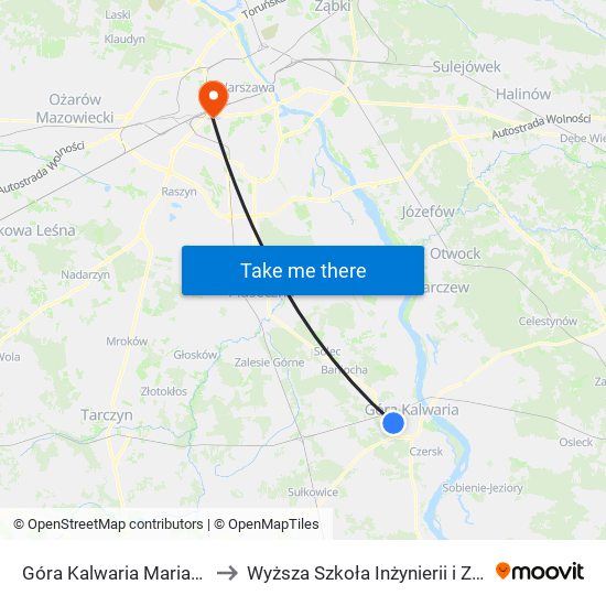 Góra Kalwaria Marianki 01 to Wyższa Szkoła Inżynierii i Zdrowia map