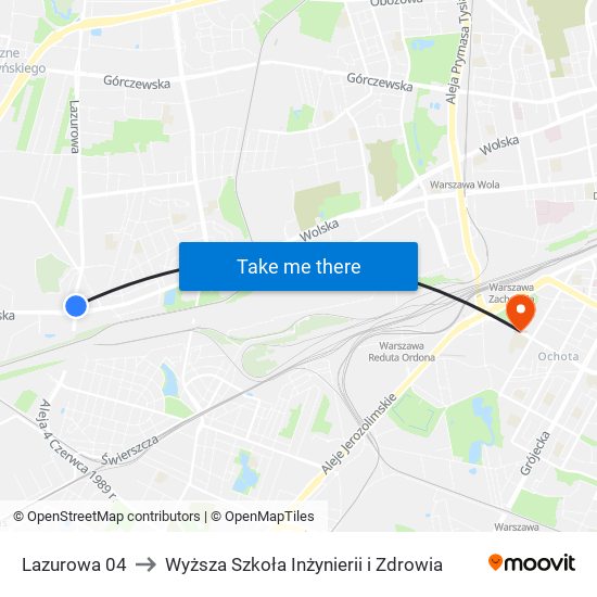 Lazurowa to Wyższa Szkoła Inżynierii i Zdrowia map