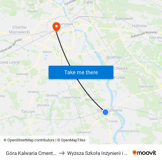 Góra Kalwaria Cmentarz 01 to Wyższa Szkoła Inżynierii i Zdrowia map