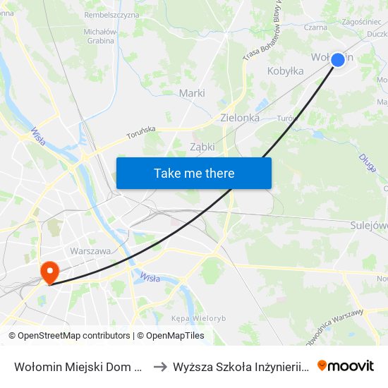 Wołomin Miejski Dom Kultury 02 to Wyższa Szkoła Inżynierii i Zdrowia map