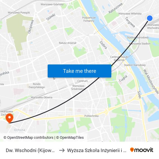 Dw. Wschodni (Kijowska) 15 to Wyższa Szkoła Inżynierii i Zdrowia map