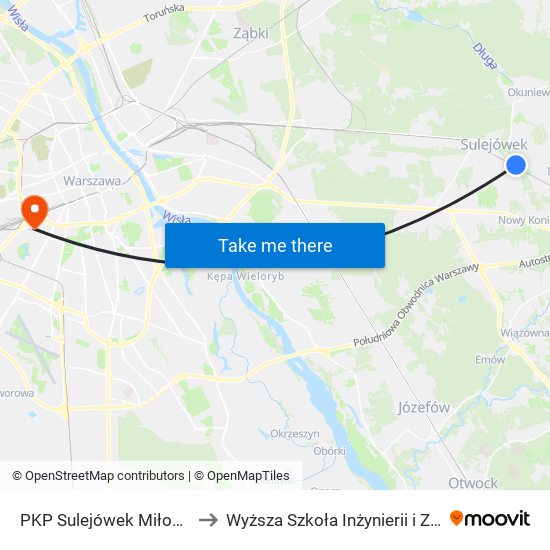 PKP Sulejówek Miłosna 01 to Wyższa Szkoła Inżynierii i Zdrowia map