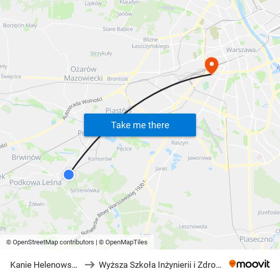 Kanie Helenowskie to Wyższa Szkoła Inżynierii i Zdrowia map