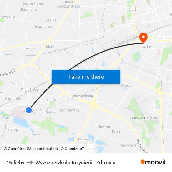 Malichy to Wyższa Szkoła Inżynierii i Zdrowia map